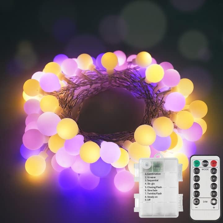 Suddus Globe String Lights Outdoor Waterproof, 100 Led Colorful Globe Lights With Remote, Battery Powered String Lights For Backyard, Patio, Garden, Party, Christmas, Bedroom, Multicolor
