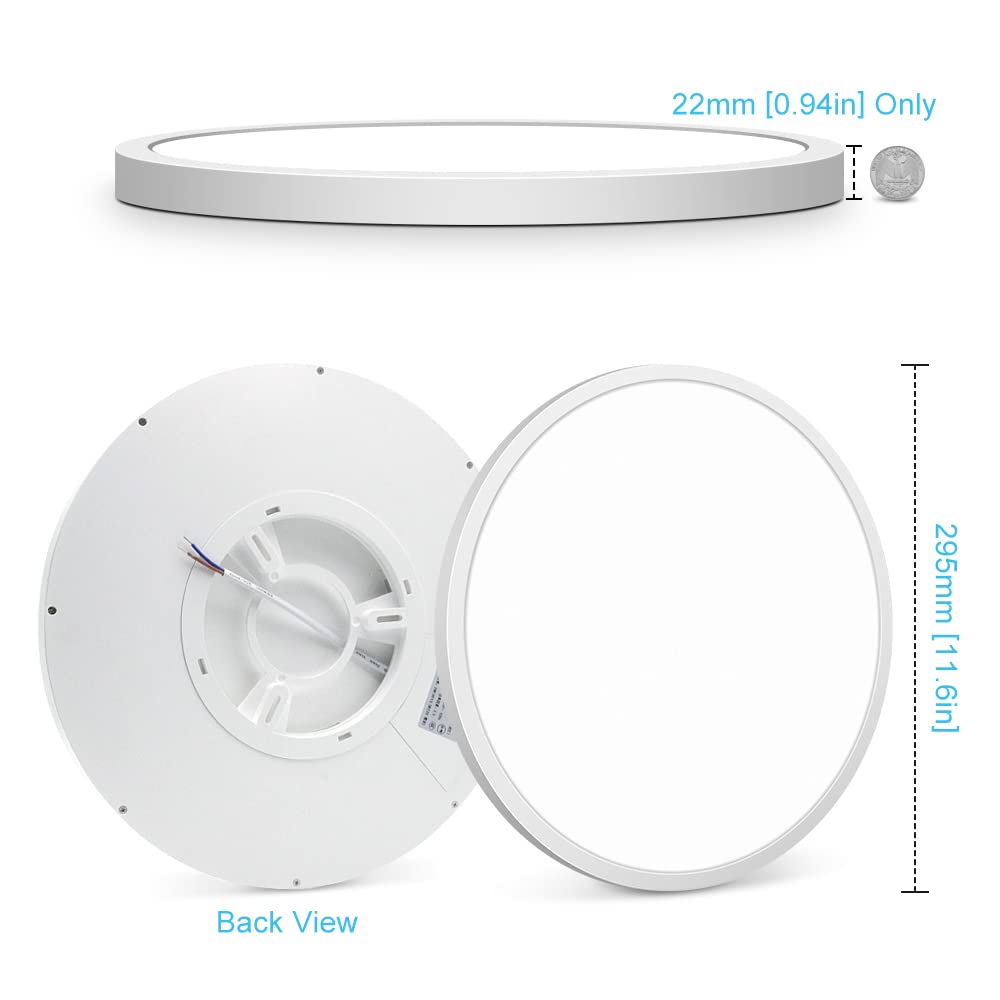 2 Pack 12 Inch Led Flush Mount Ceiling Light Fixture, 5000K Daylight White, 24W 3200Lm, Round Flat Ceiling Lights, Bright Slim Low Profile Lighting Fixtures For Bedroom Kitchen Hallway Stairwells