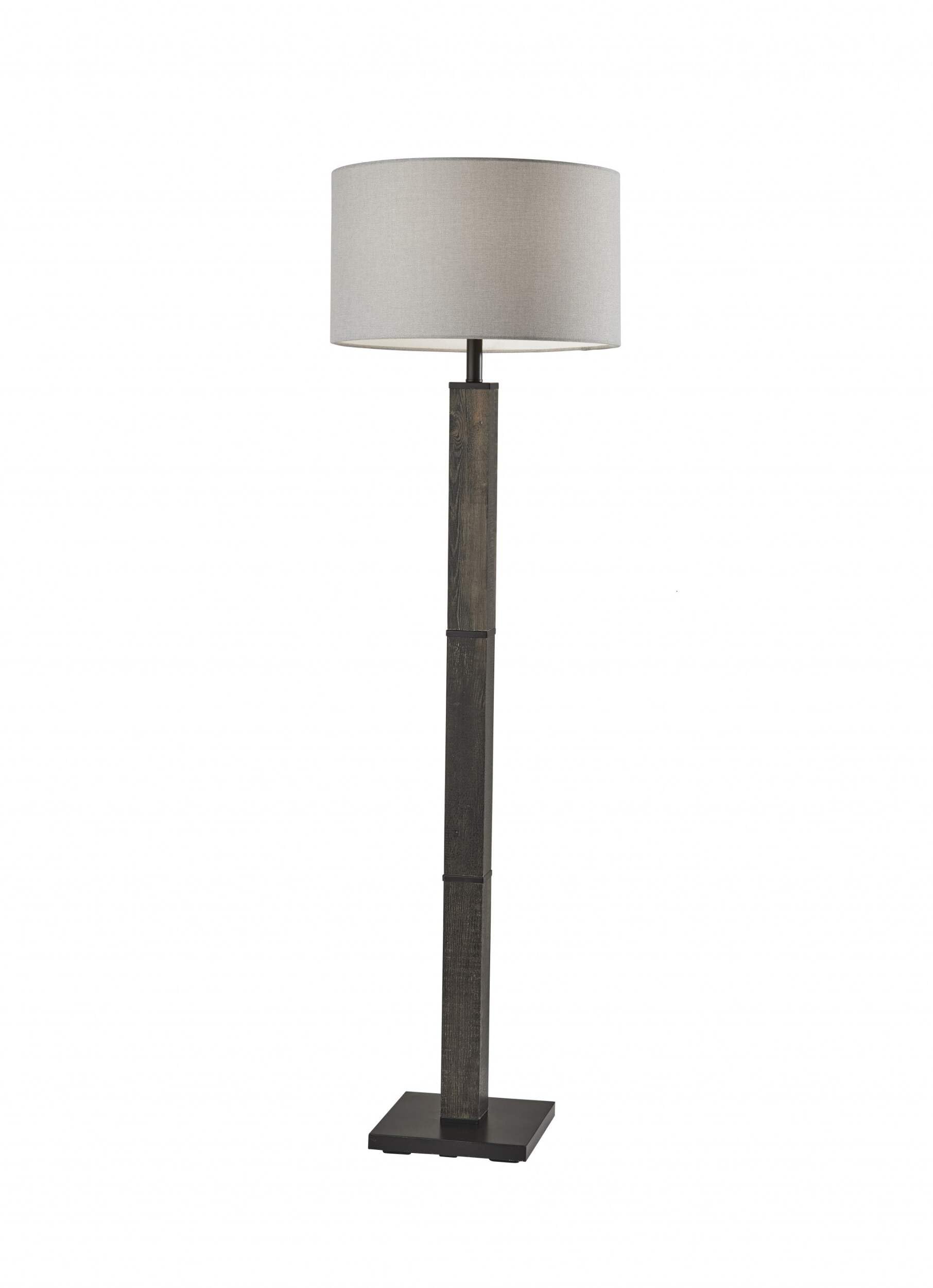 HomeRoots Traditional Floor Lamp 62in Metal Off-White Drum Shade