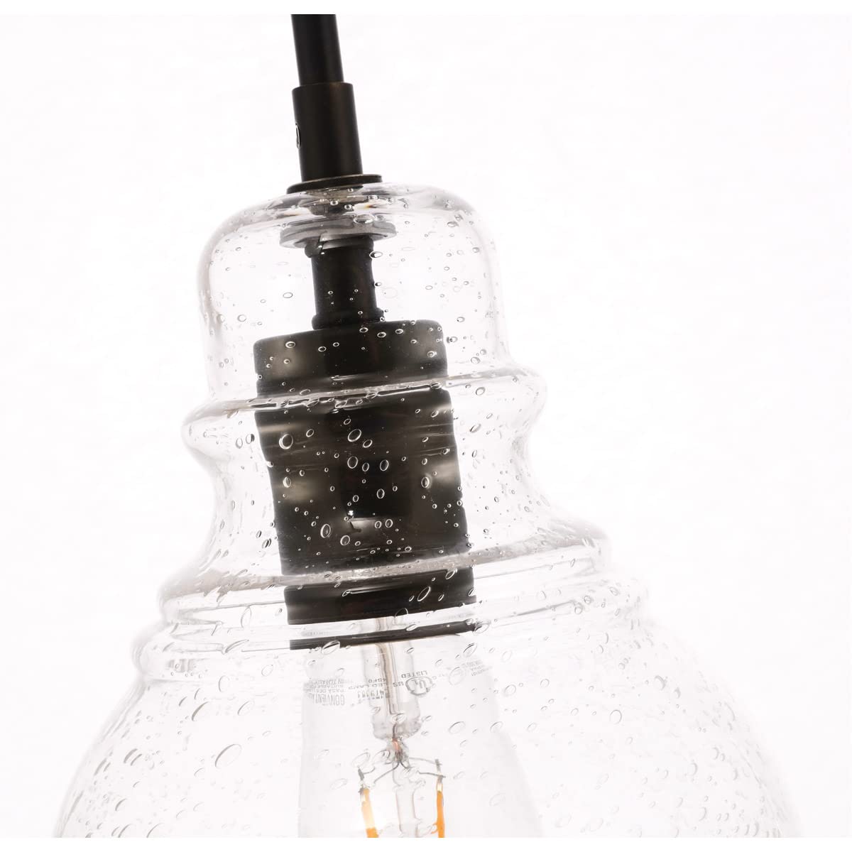Living District Pierce 1-Light Mid-Century Metal Pendant In Black And Clear