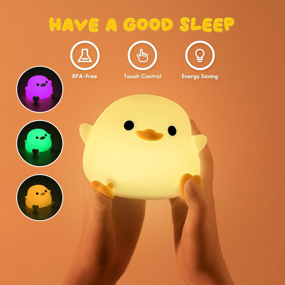 Ifthfour Dodo Duck Night Light  Led Cute Silicone Dimmable Nursery Lamp  Touch Sensor Lamp  Rgb & Warm White Light For Kids  Bedrooms  Dorm Decor  And Gift Ideas(Battery)