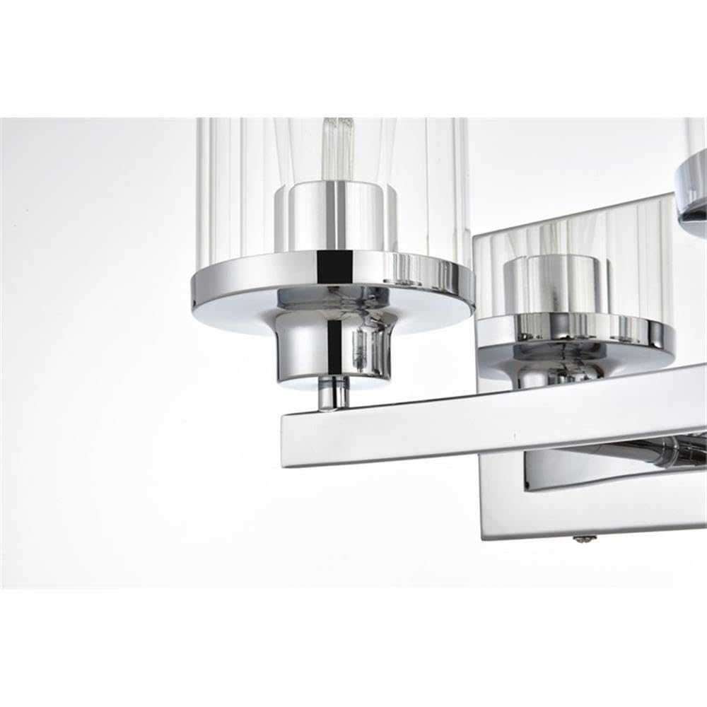 Living District Saanvi 2-Light Iron & Glass Bath Sconce in Chrome/Clear