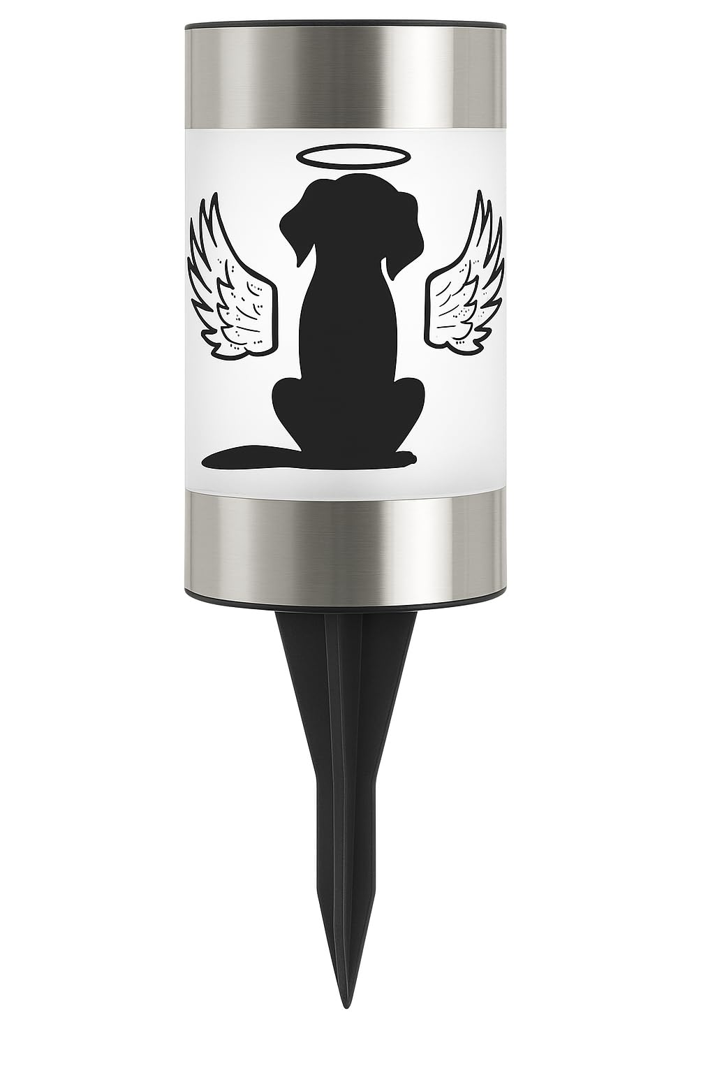 Solar Dog Memorial Garden Light, Outdoor Pet Remembrance Keepsake with Angel Silhouette, Automatic Dusk to Dawn LED Yard Stake