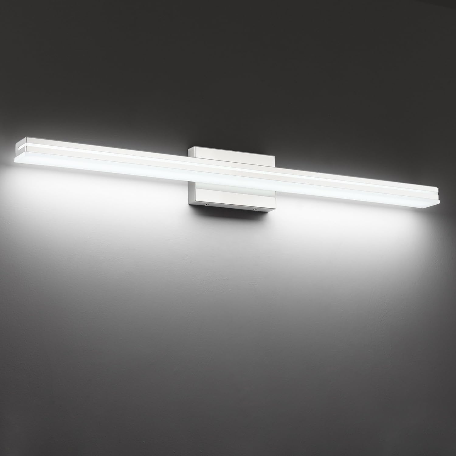 Sinerise 40-Inch Led Modern Bathroom Vanity Light Bar  Chrome Modern Acrylic Bathroom Wall Lighting Fixtures Over Mirror (Cool White 6000K)