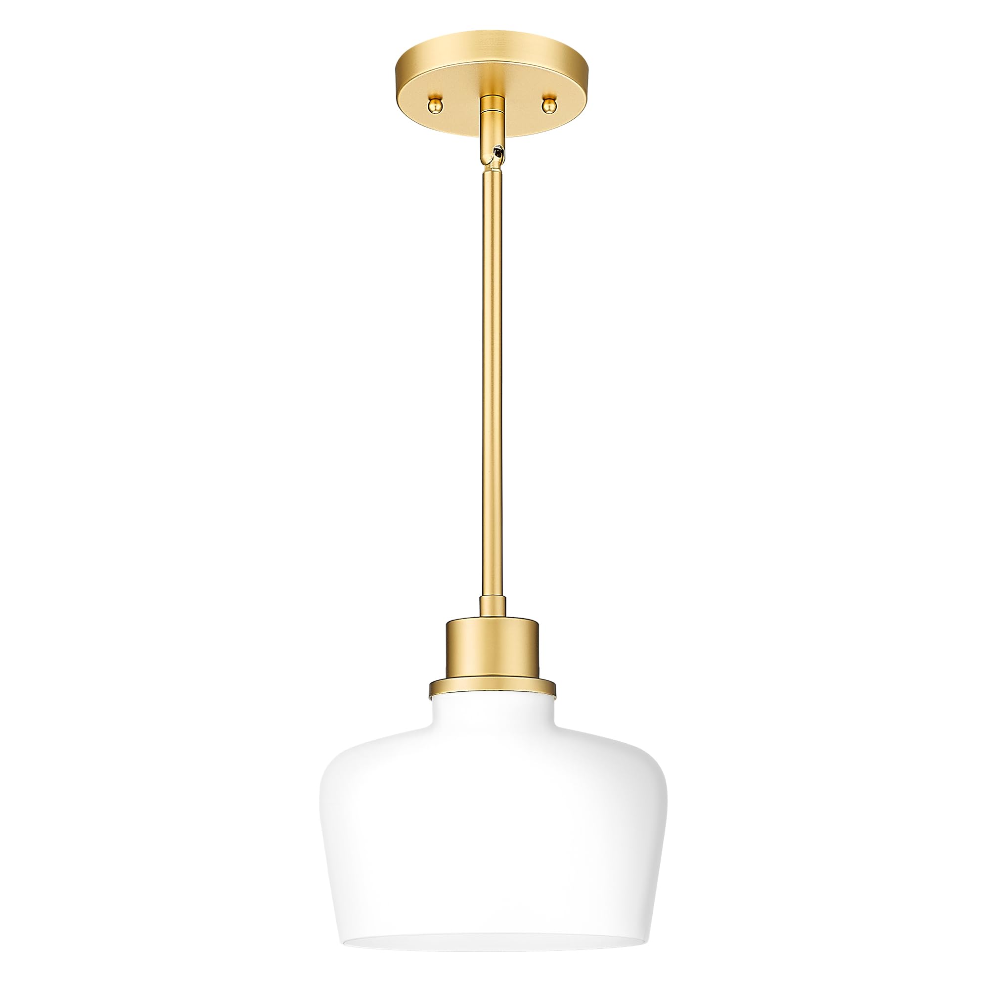 Emak Modern Pendant Lights Kitchen Island, 8 Inch Gold Pendant Light with Milk Glass Shade, Hanging Light Fixture for Kitchen Is