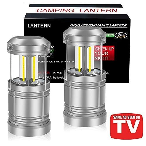 Ploarnovo 2 Pack LED Camping Lanterns - Battery Powered, Gray, Model Ploarnovo-MPN-7-13 - Ideal for Emergencies and Power Outages