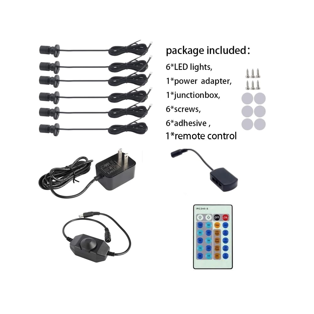 Jorunhe Mini Surface Mounted LED Spotlight, 1.5W, Pack of 6, Colorful, Model 3247, Plastic
