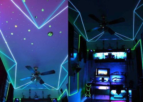 Tdltek Neon Glowing Strobing Electroluminescent Wire/El Wire + 3 Mode Battery Controller, Blue 9Ft