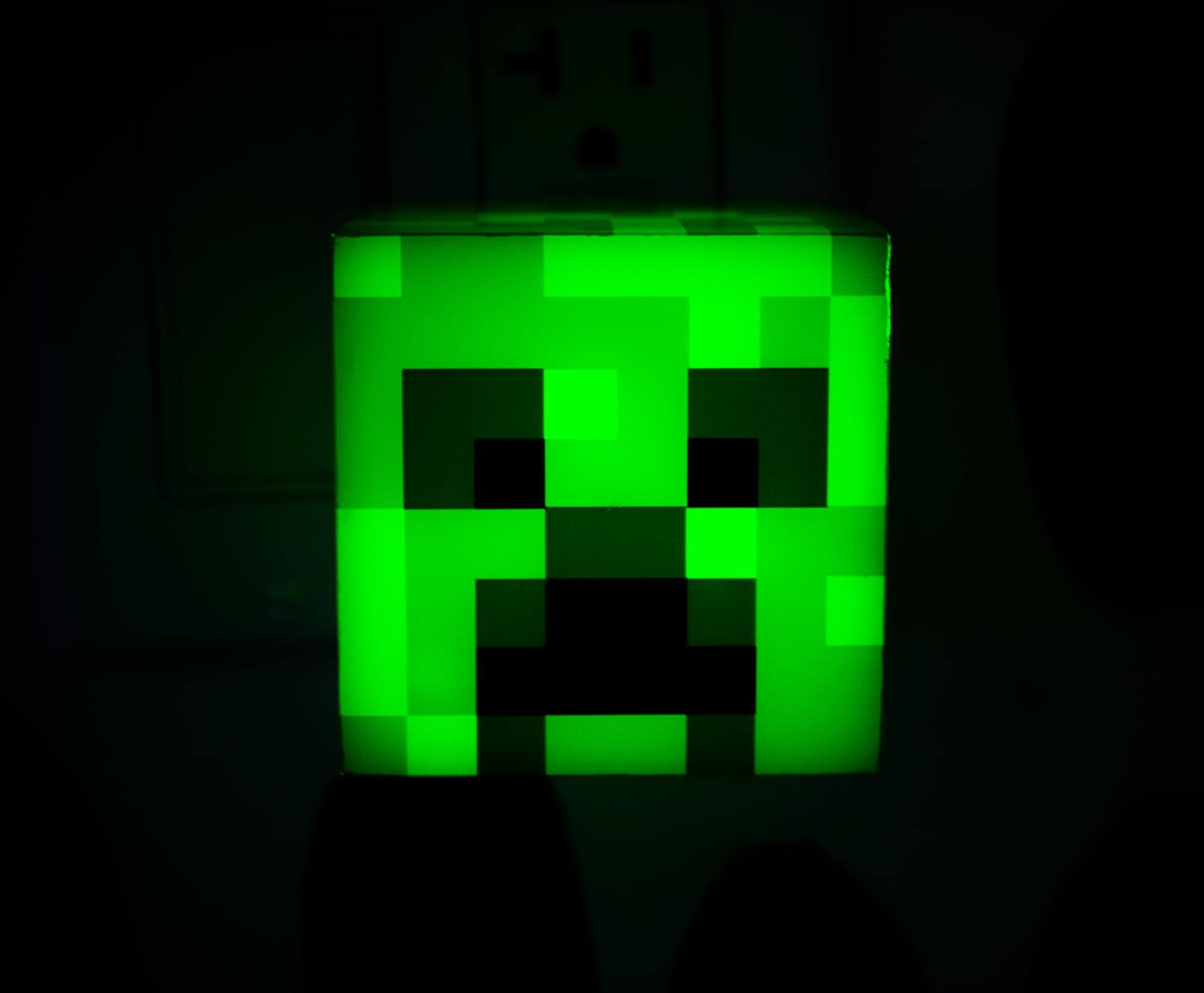 Minecraft Green Creeper Nightlight | LED Mood Light with Dusk to Dawn Sensor | Green Bedroom Decor