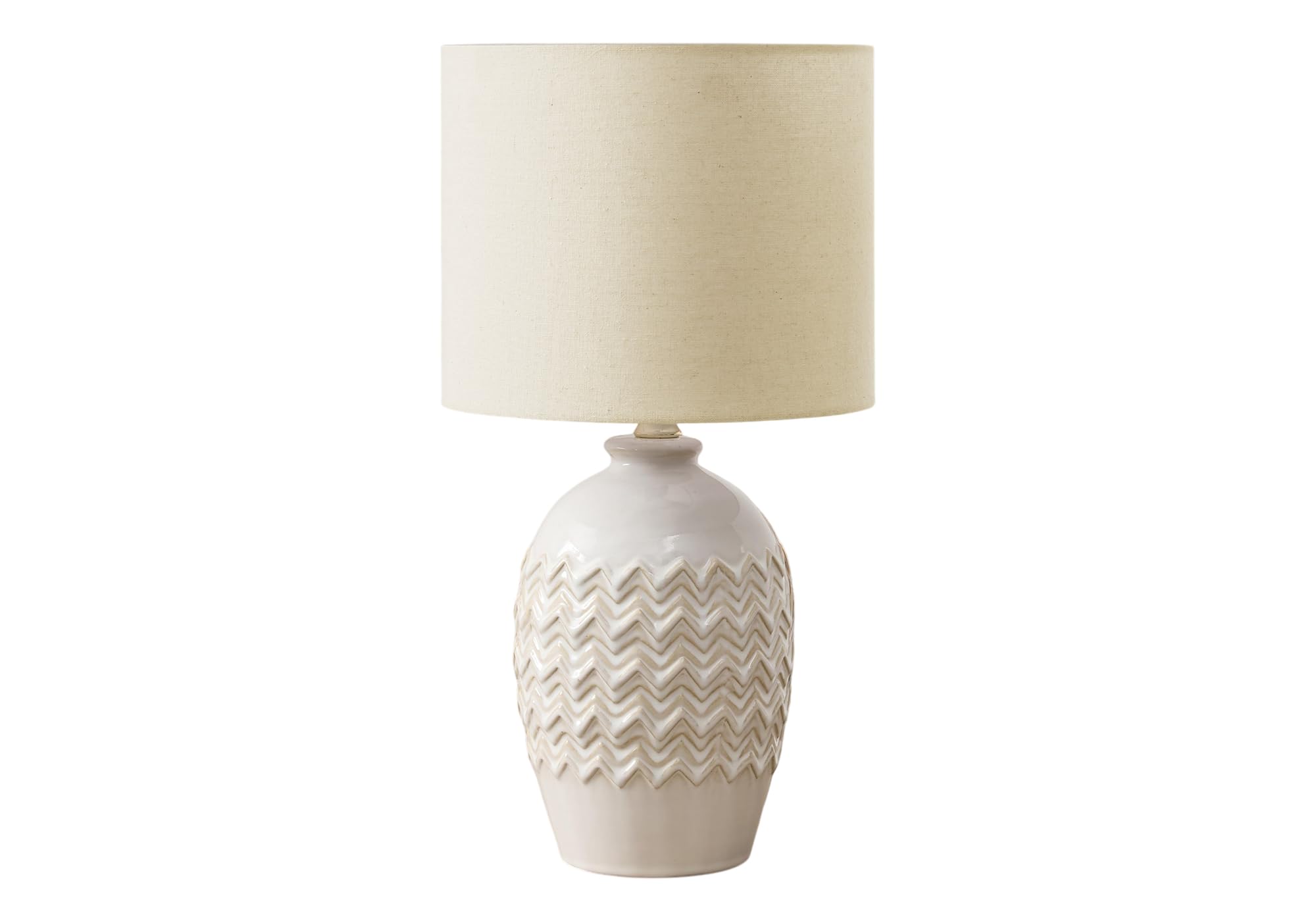 Monarch Specialties Table Lamp I 9859, 19in H, Ivory Ceramic, Ivory/Cream Shade