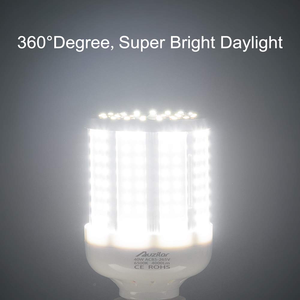 Auzilar 40W Led Corn Light Bulb, 280W Equivalent, Daylight White, E26/E27, 2