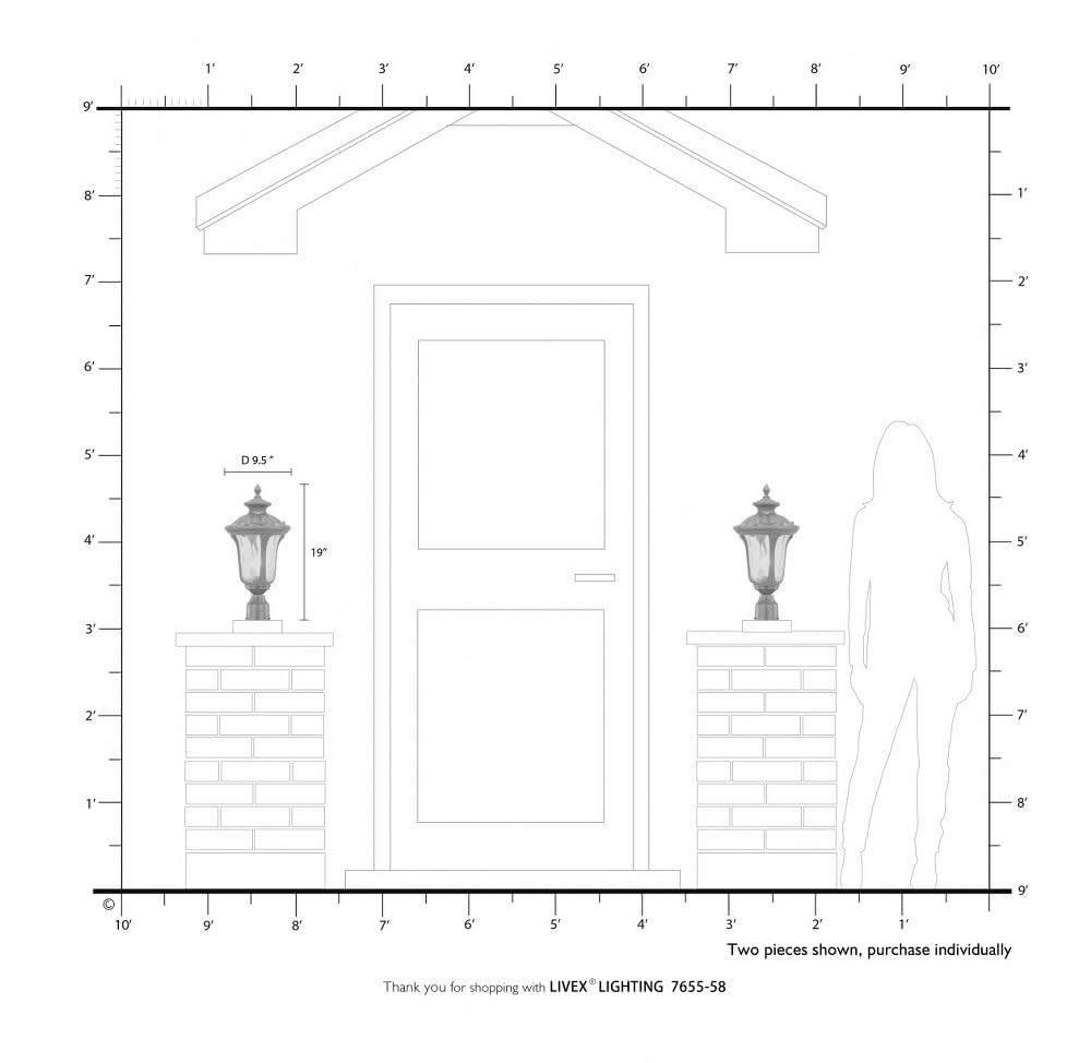 Livex Lighting 7655-58 Oxford 1 Light Imperial Bronze Cast Aluminum Post Head Lantern With Light Amber Water Glass