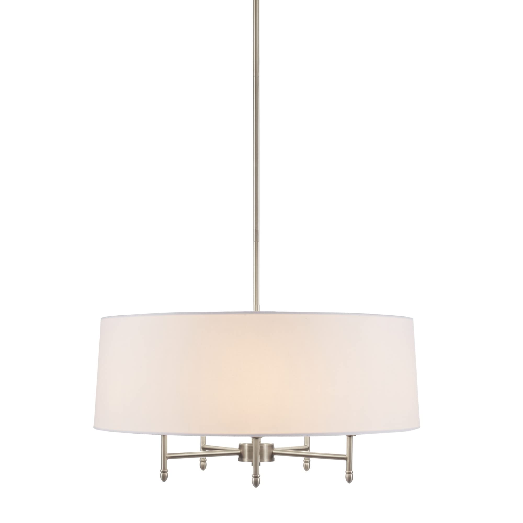 Hampton Hill 5-Light Presidio Chandelier, Modern Design For Dining Room, Adjustable Height, 24 W, Silver/White, Model Mps150-0107