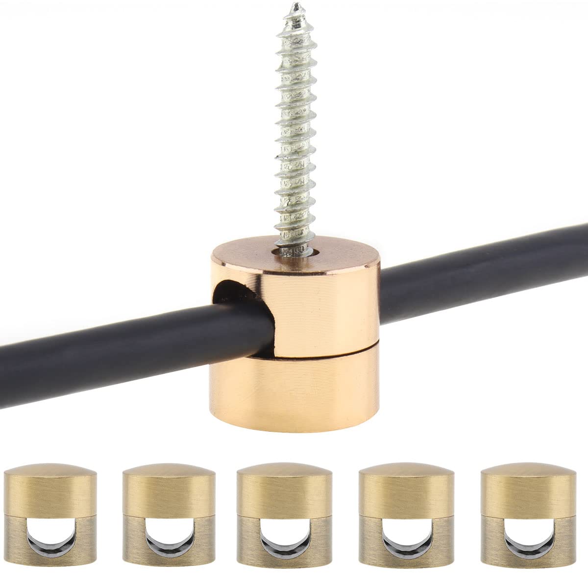 Rtnlit Swag Hook For Chandelier Ceiling Lights Cable, Lamp Hook For Fabric Electrical Cord Cable Hanging Pendant Lighting Fixtures(Gold, Pack Of 5)