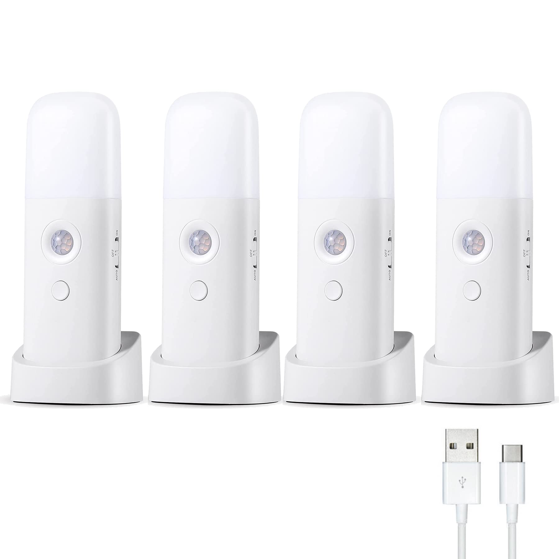 CREWEEL Motion Sensor Night Lights Indoor, Rechargeable Night Light Battery Powered, Portable Nightlight with Adjustable Brightn