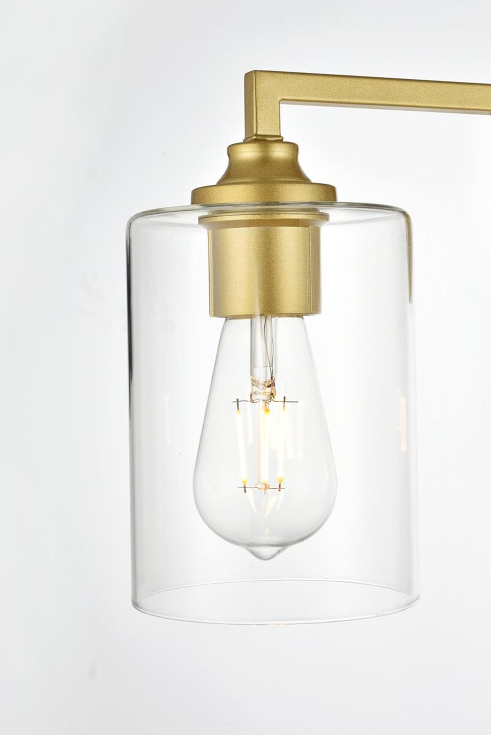 Living District Mayson 4-Light Iron & Glass Bath Sconce In Brass/Clear