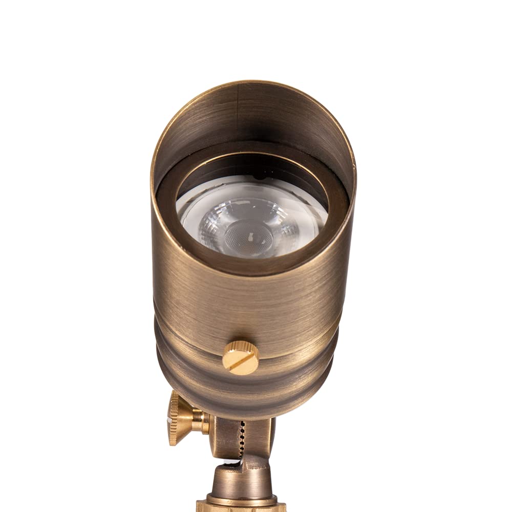 Volt Fat Boy 12V Brass Outdoor Mini Spotlight (Bronze) For Low Voltage Landscape Lighting Of Yard, Lawn, Garden, Patio, Trees &