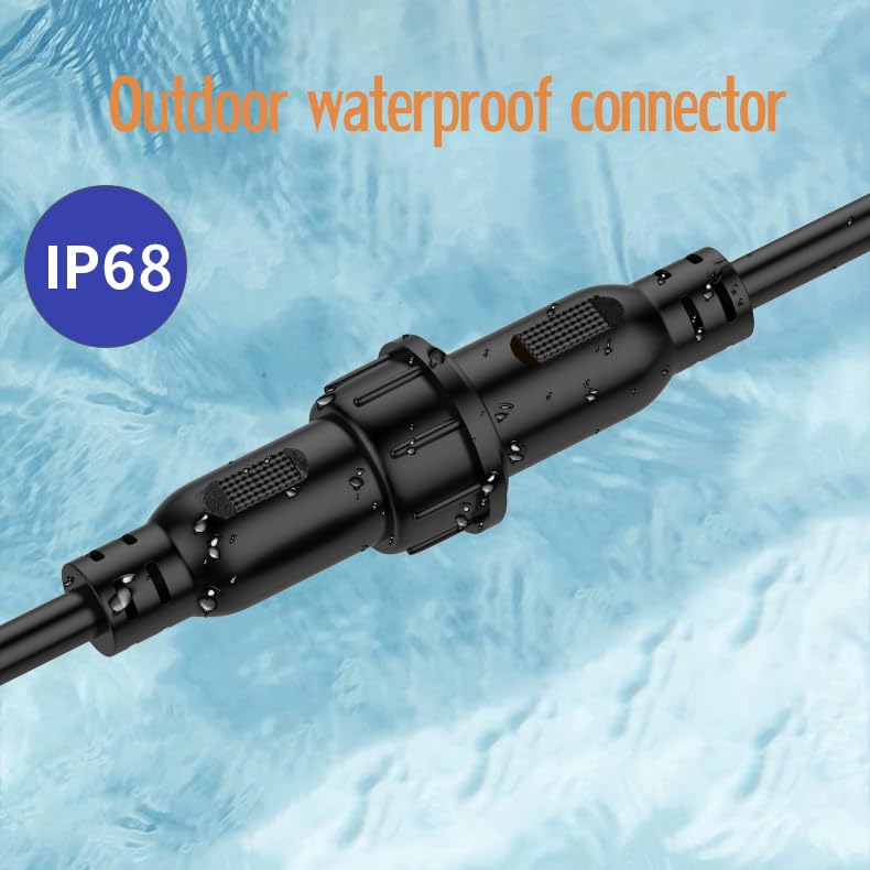 Yetor Waterproof Connectors 3 Wire,12Awg Male Female Plug Led Connector With 3Pin Waterproof Connectors,Ip68 25Cm Extension Cabl