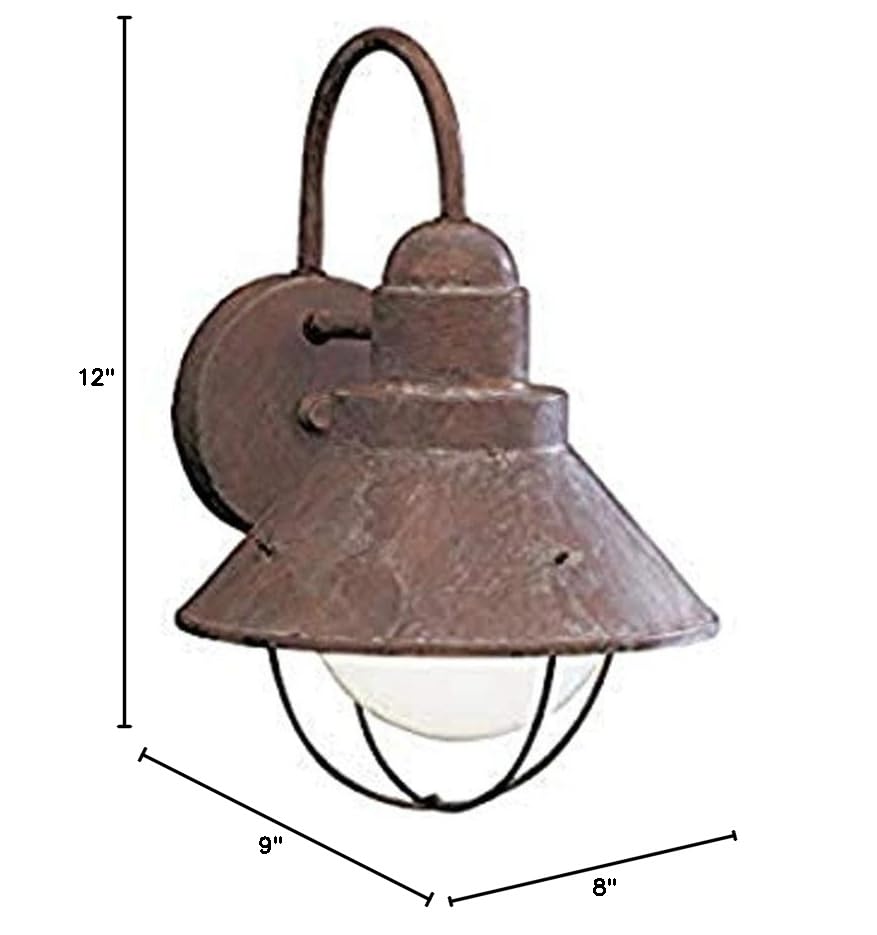 Kichler Seaside Outdoor Wall Light, 1 Light, 12.25-Inch, Aluminum/Glass, Model 9022OB, Olde Brick Finish