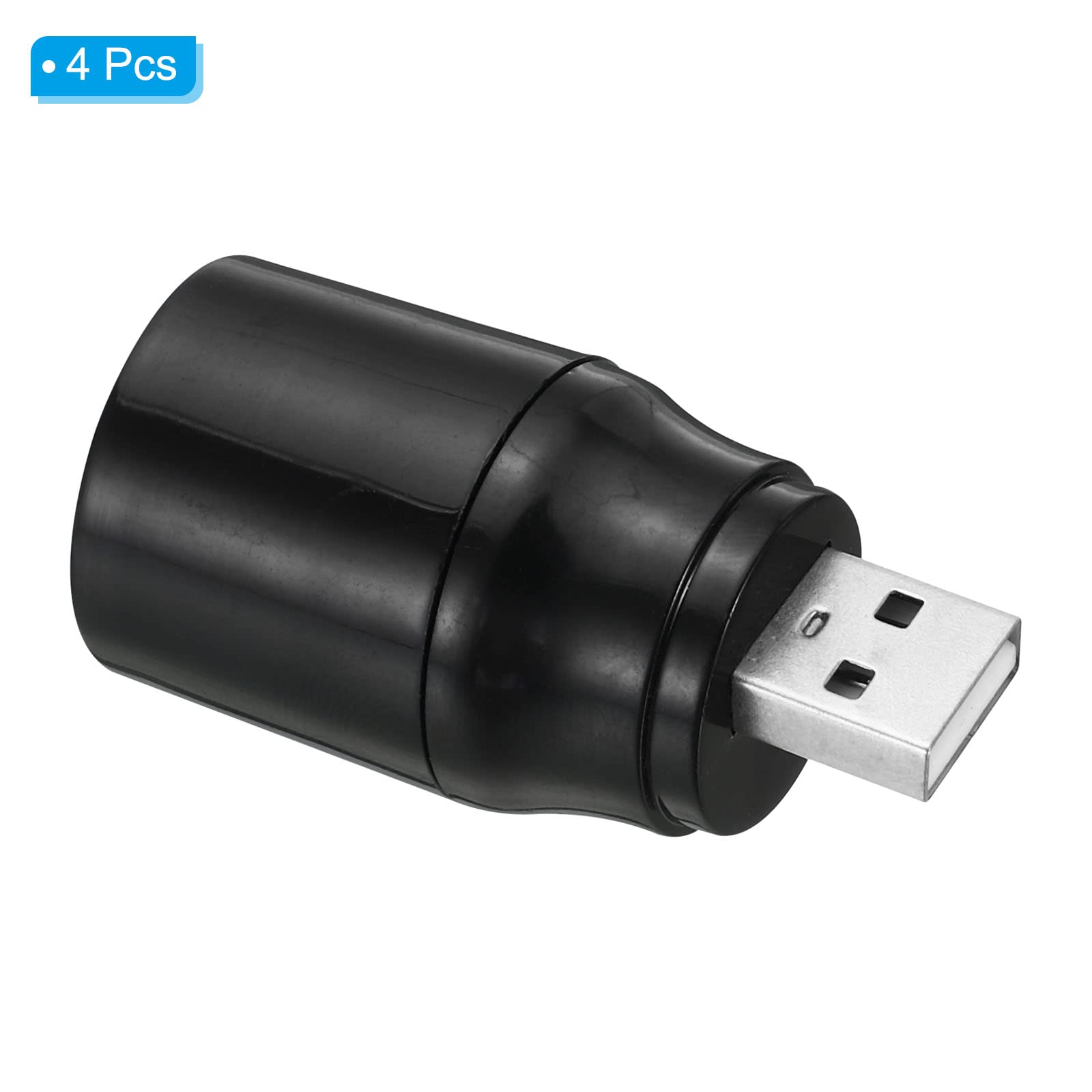 Patikil Mini Pocket Usb Flashlight, 4 Pack Usb Torch Rechargeable Portable Small Led Flashlight With On/Off Switch For Outdoor Camping, Black