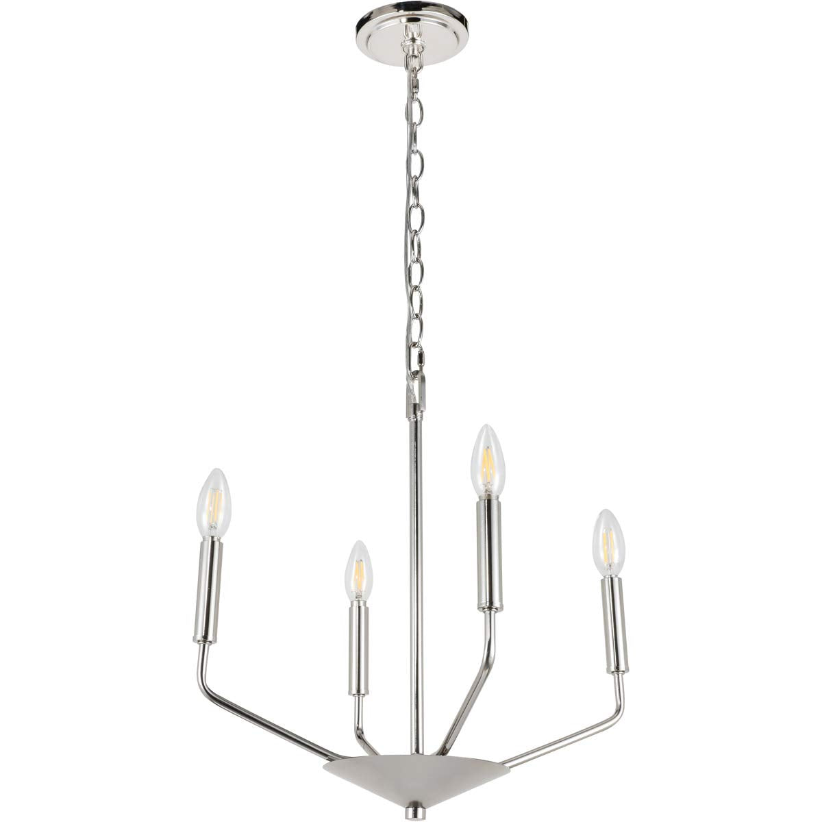 Living District Chrome 4-Light Pendant - Modern Metal Ceiling Fixture, 18&quot;W X 18&quot;H