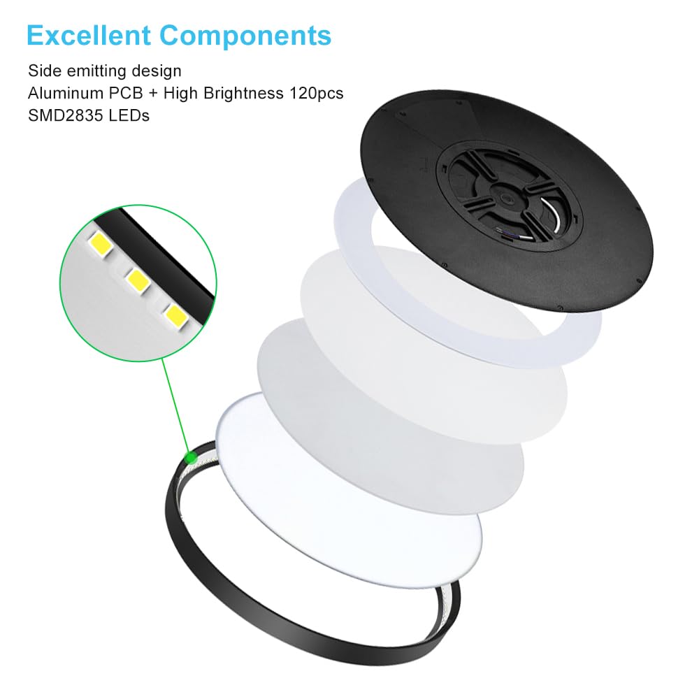 Ledlightsworld 12 24W Cold White Led Ceiling Light, Slim Black Flush Mount, 3200Lm, Model Lm-Xdd-Us-24W-Cw-1P-B