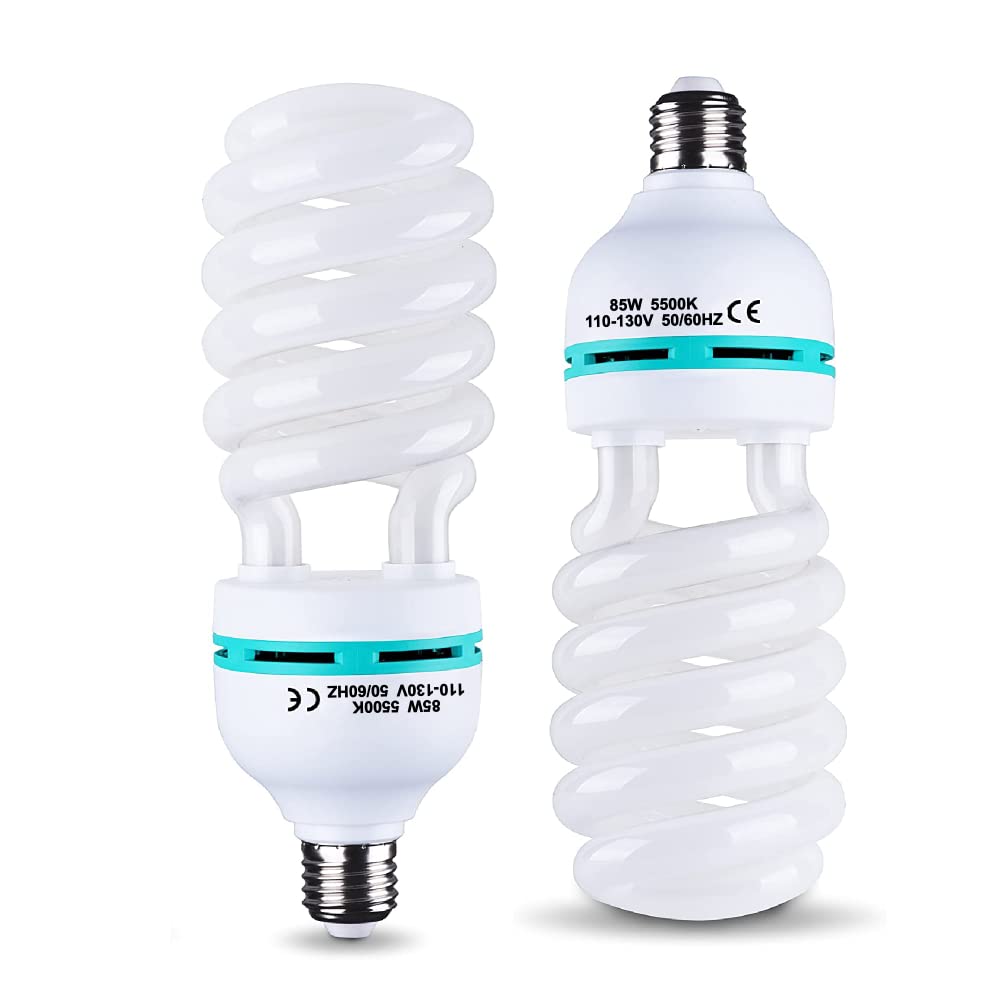Generic 2Pcs 85W CFL Light Bulb 5500K Spiral Daylight for E27/E26 Socket, Model cf135, White