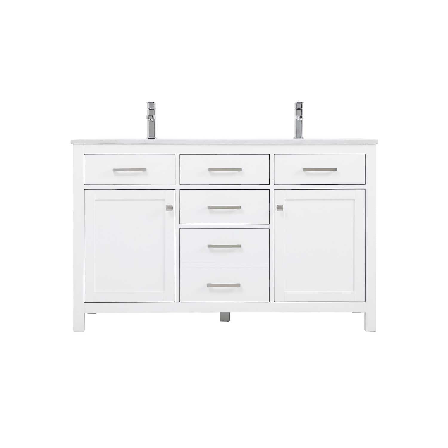 Elegant Lighting 54-Inch Double Bathroom Vanity, Engineered Wood, White