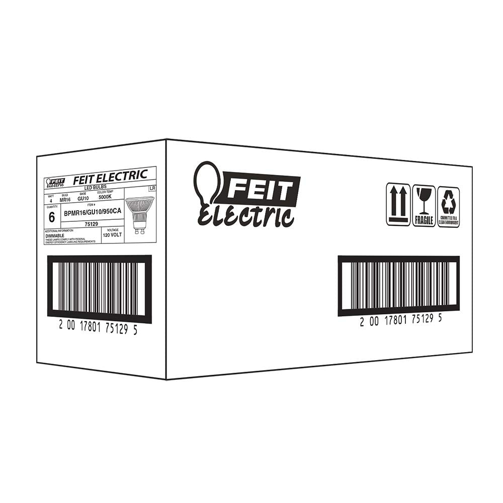Feit Electric 4W Led Mr16 Gu10 Bulbs With 35W Equivalent, Dimmable, Mr16 Bulbs, 22 Yrs. Lifetime, 300 Lumens, 5000K Daylight, 6
