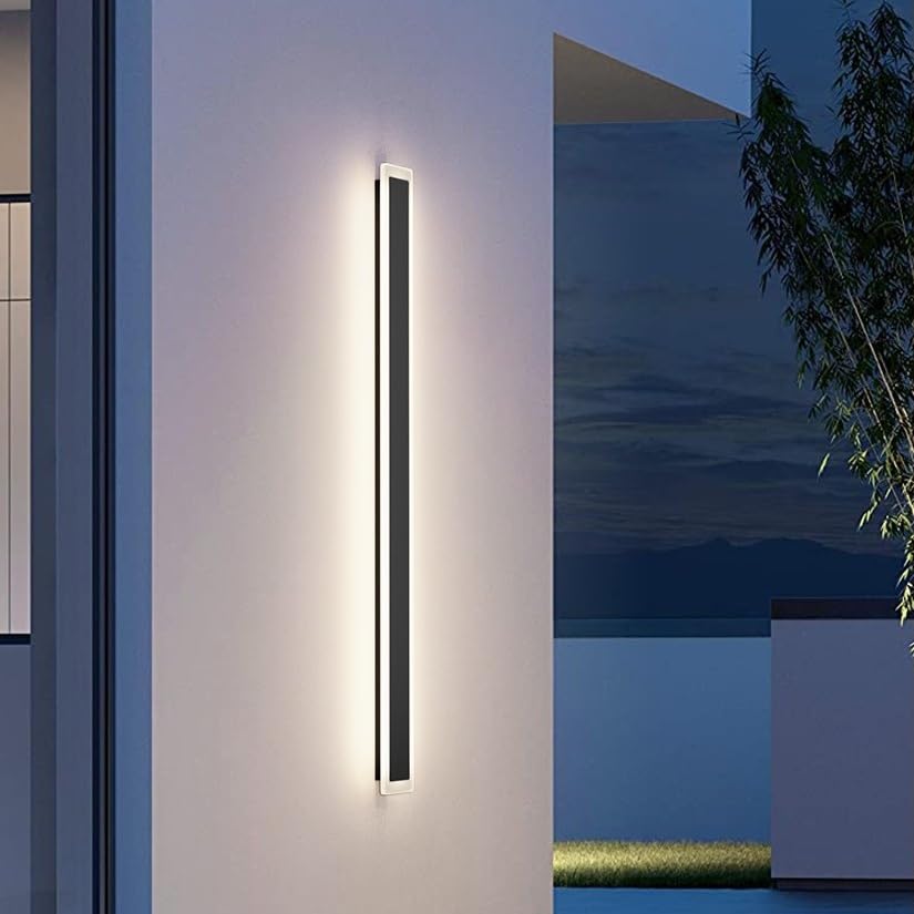 Coinmit Outdoor Wall Sconces - 2 Pack, 47.2in, IP65 Waterproof, Modern LED Lighting, Black for Porch or House
