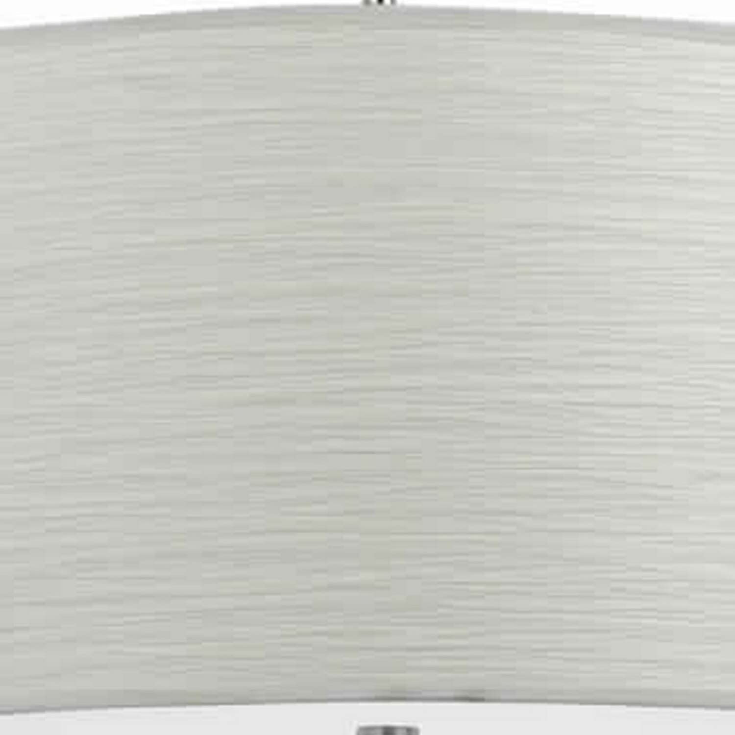 Benjara Drum Style Pendant Fixture With Fabric Shade And Brushed Details, White