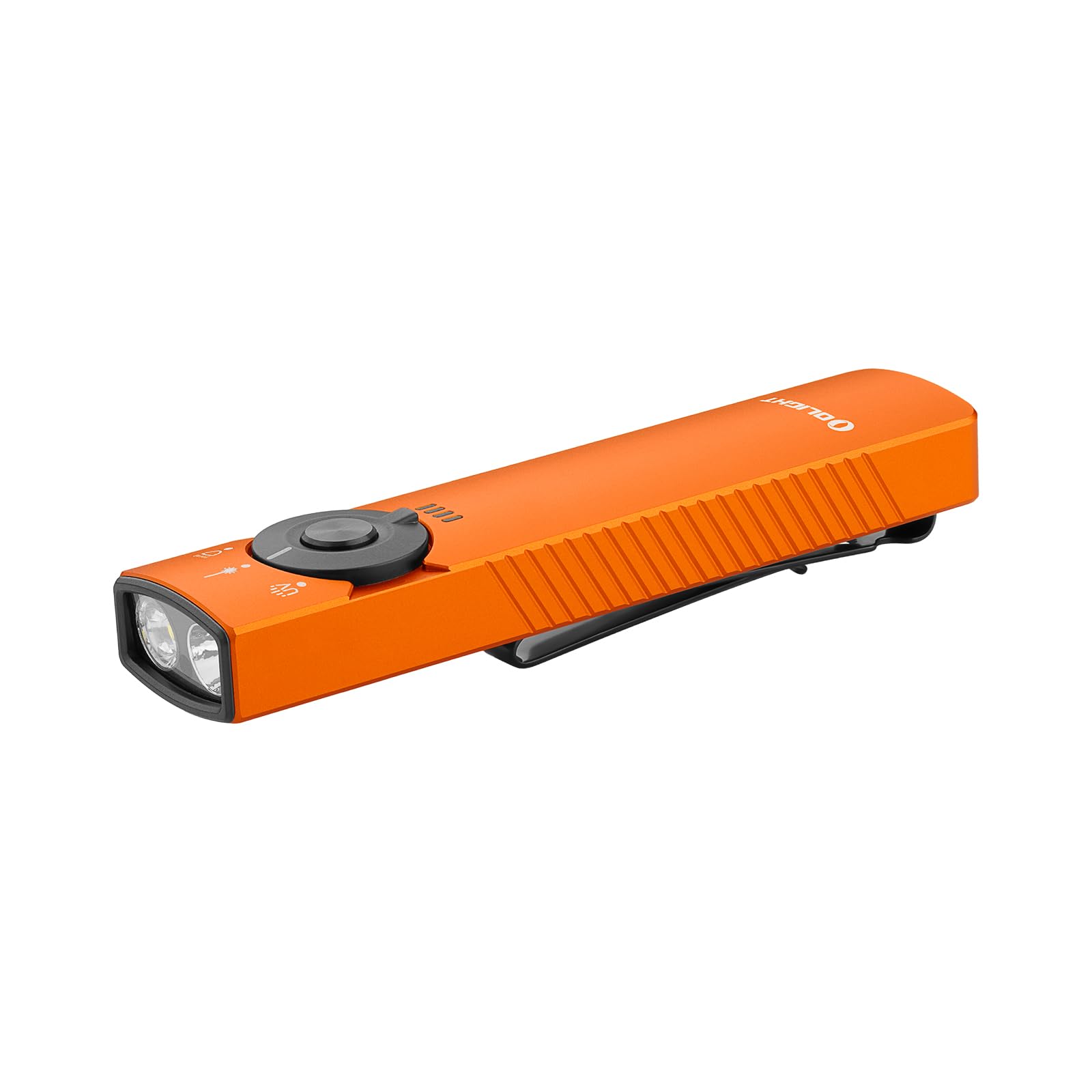 OLIGHT Arkfeld Pro EDC Flashlight, 1300 Lumens, Green Beam & UV LED, Portable Pocket Light, Orange