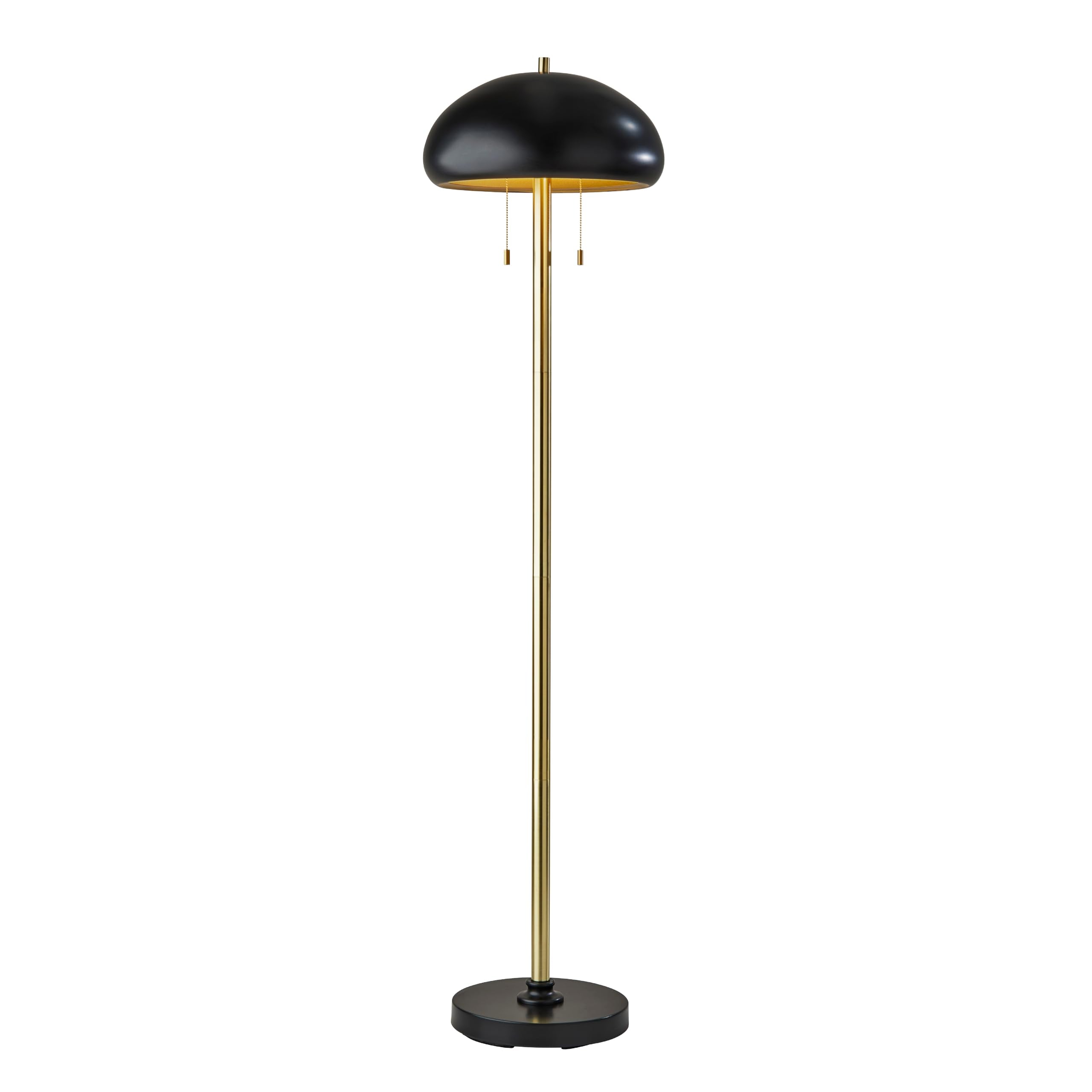 Adesso Floor Lamp with Black and Antique Brass Finishes - Bedroom, Home Office Lighting or Living Room Decor, 63.5    Tall