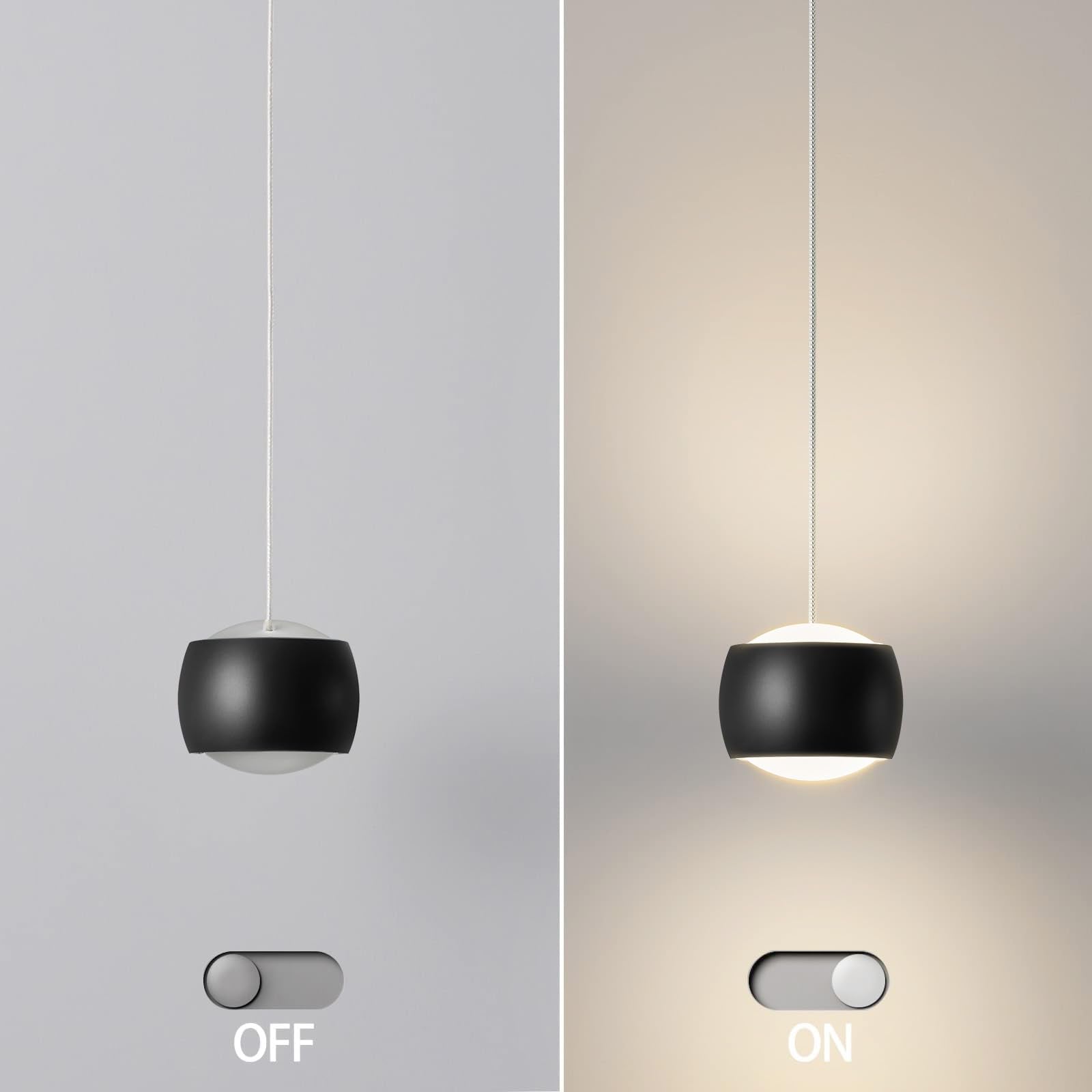 Adcthome Modern Led Dimmable Pendant Light Fixtures Mini Island Pendant Lighting For Kitchen Island Dinning Room Bedroom Bar  Kitchen Island Ceiling Hanging Light Fixtures(Black-1-Pack)