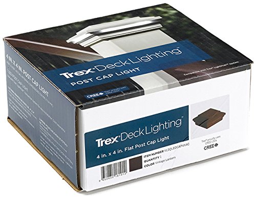 TREX LED Post Cap Light, Square Style, Vintage Lantern, Model VLSQLEDCAP4X4C, Acrylic Material
