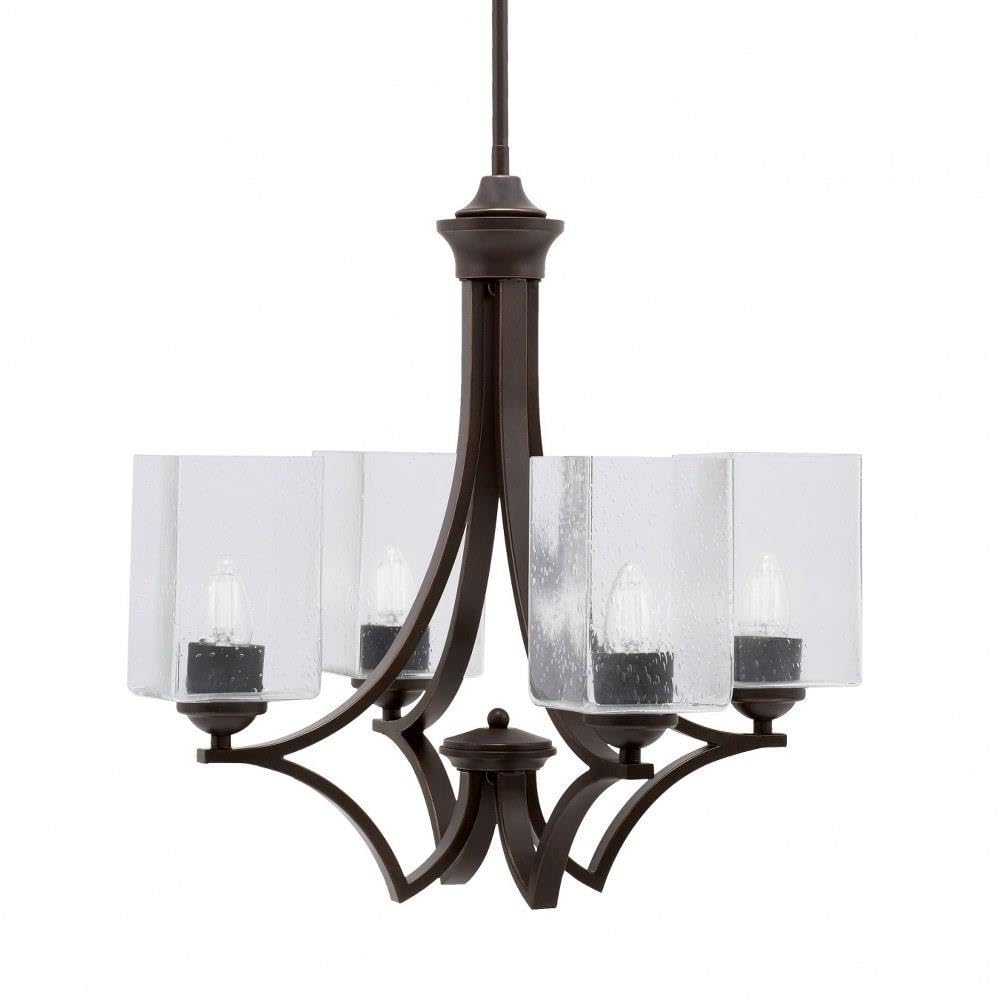 Toltec Lighting 564-DG-530 Zilo - 4 Light Uplight Chandelier-19.75 Inches Tall and 19 Inches Wide, Finish Color: Dark Granite, Glass Color: Clear Bubble