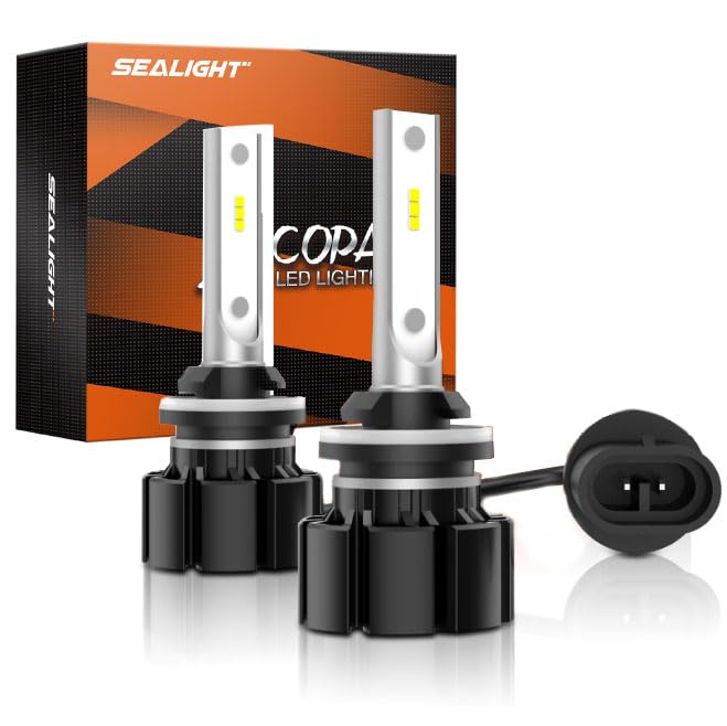 SEALIGHT 880 LED Fog Light Bulbs 24W 6000K Xenon White, 400% Brightness, Aluminum/Copper, Model 880/899/893, Pack of