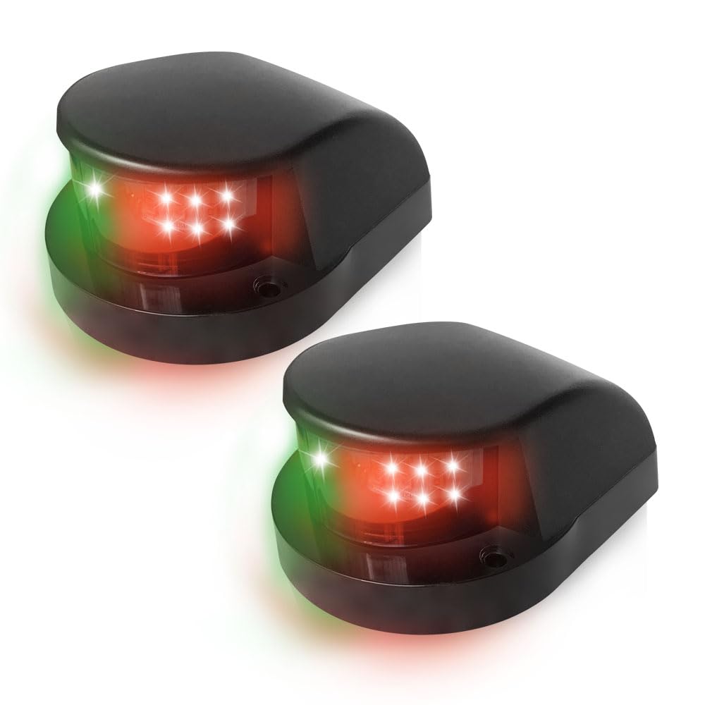 Led Boat Navigation Light Red And Green Led Marine Navigation Light Boat Bow Light For Pontoon And Small Boat (Black Shell Shape