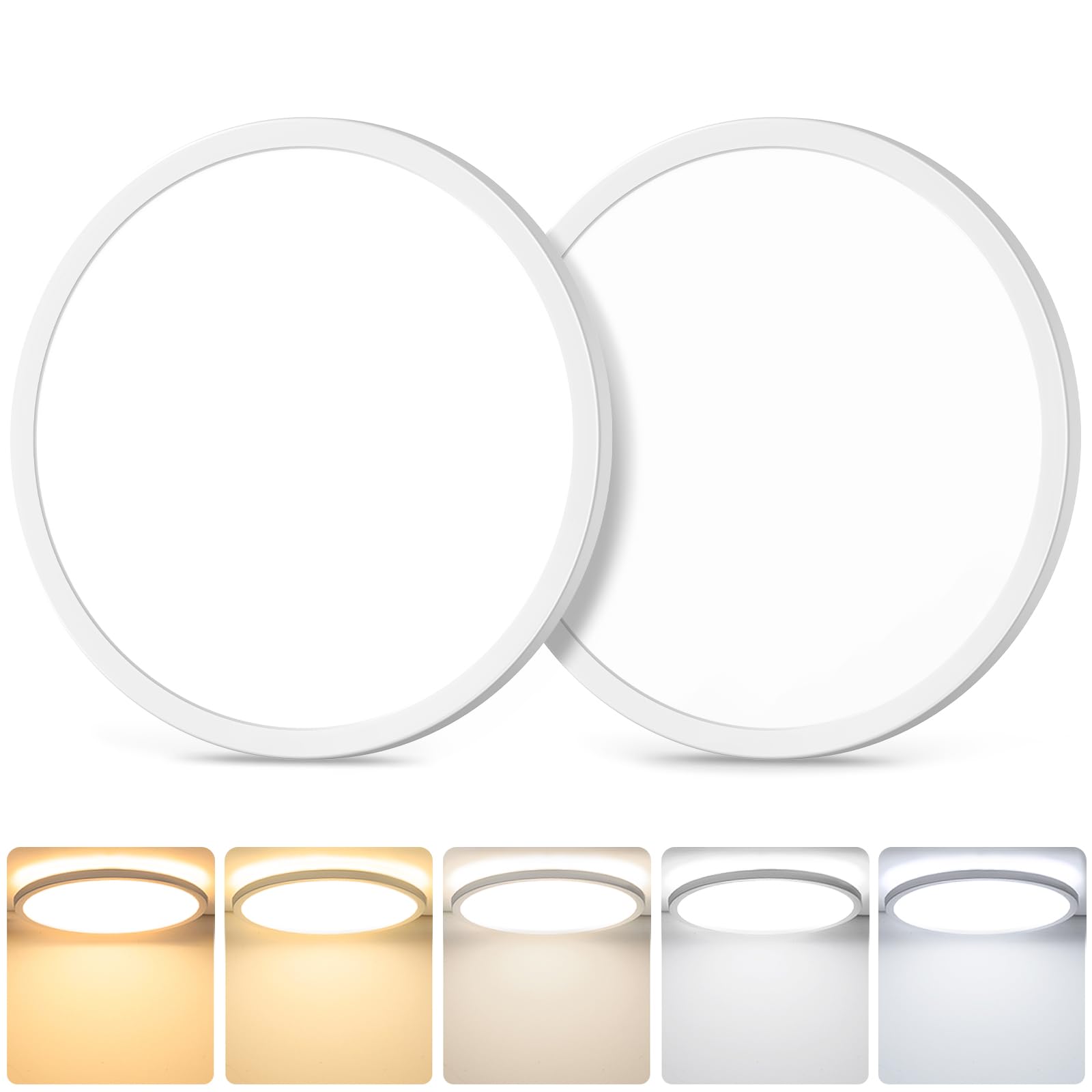2-Pack 20W Led Flush Mount Ceiling Lights, 10 Inch 2600Lm Ultra Thin Round Light Fixtures Ceiling Mount, 2700K/3000K/4000K/5000K