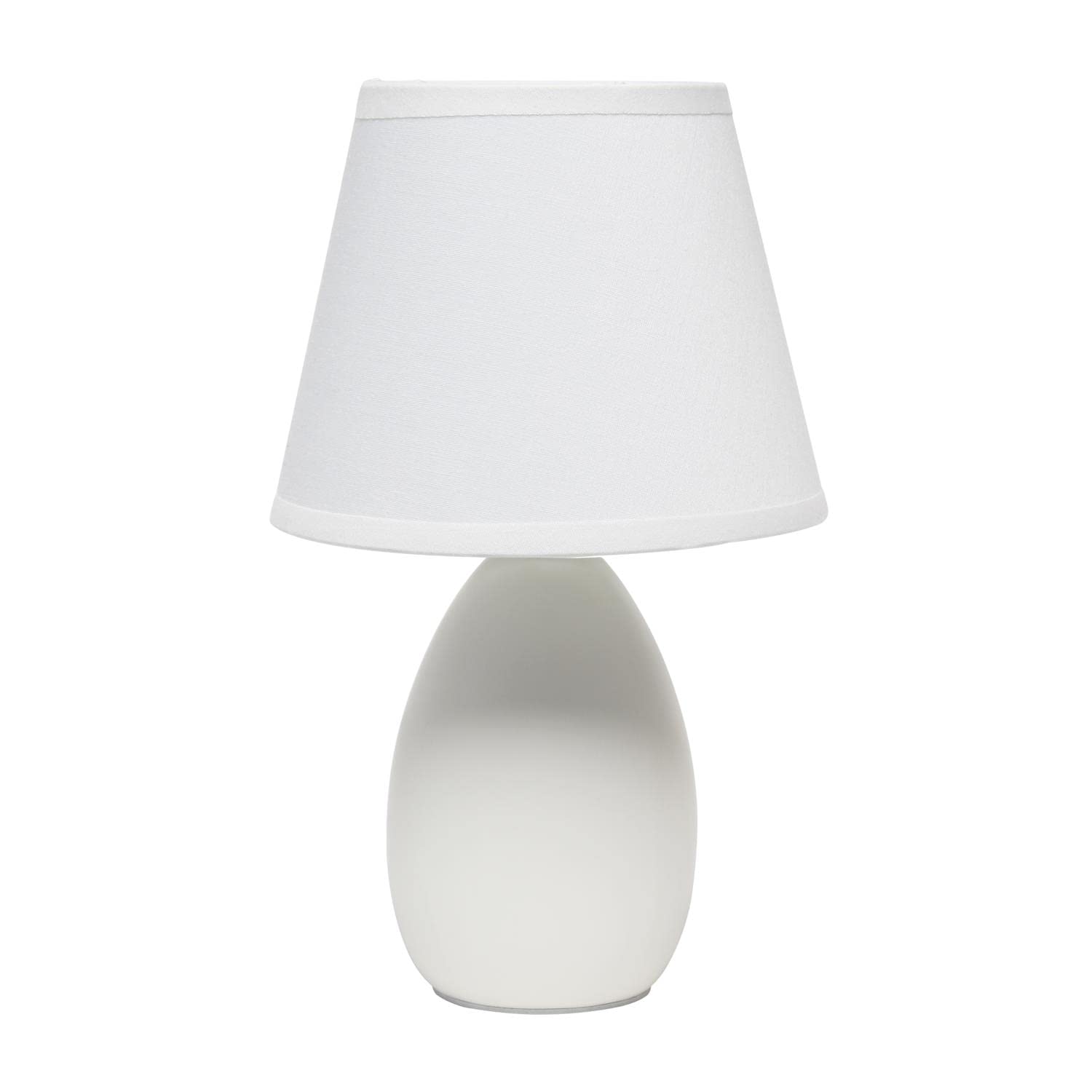 Creekwood Home Off-White Ceramic Bedside Table Lamp With Tapered Drum Shade, 9.45&quot;