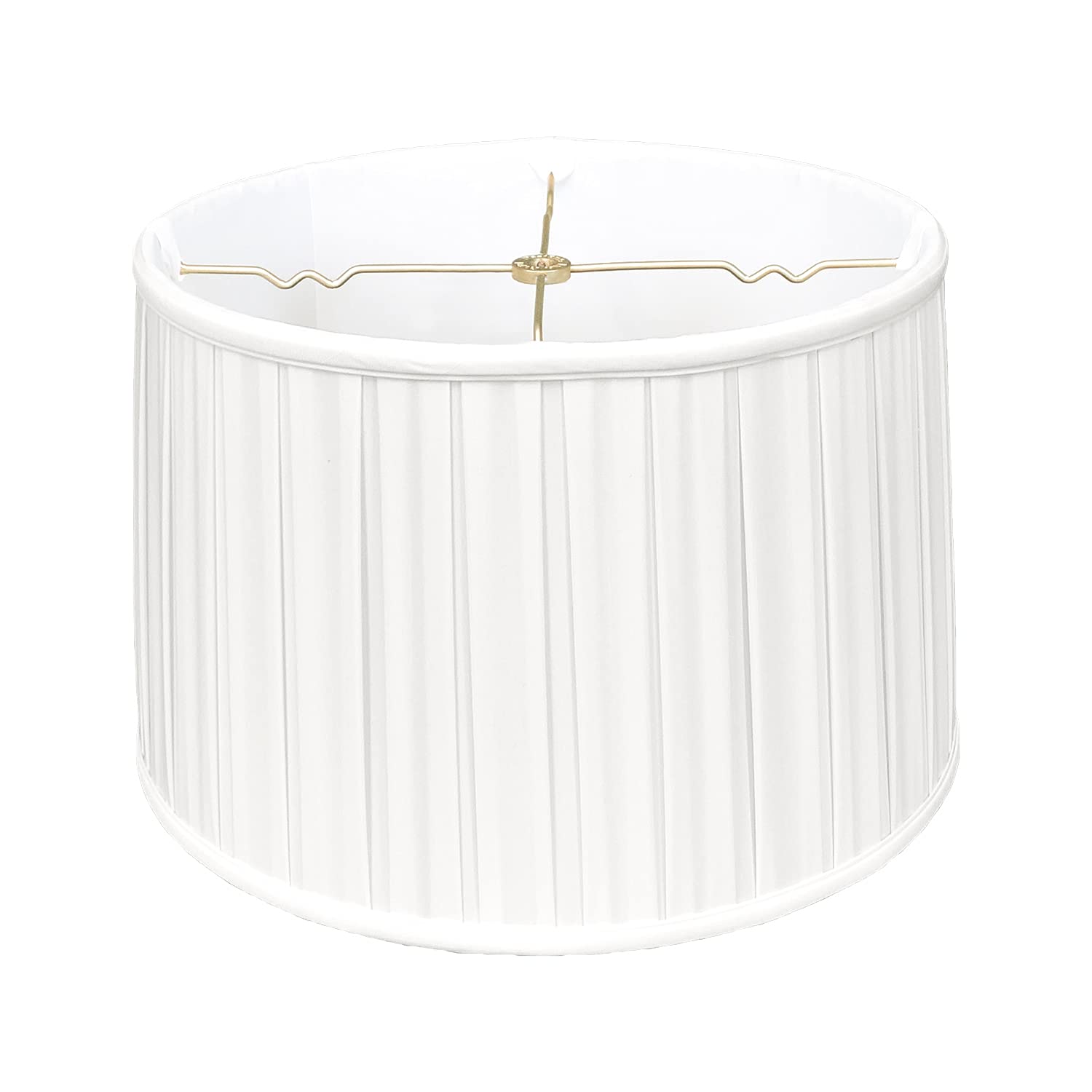 Royal Designs Shallow Drum English Box Pleat Basic Lamp Shade, White, 17&quot;&quot; x 18&quot;&quot; x 11.5&quot;&quot;&quot; (BS-748-18WH)