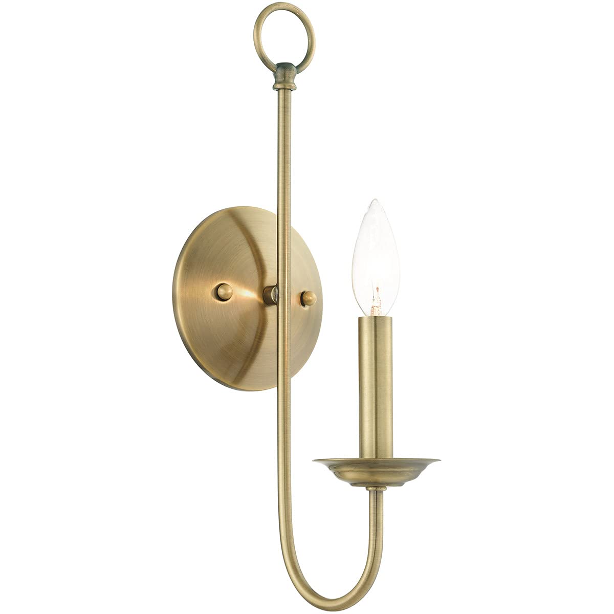 Livex Lighting 1 Light Wall Sconce, Antique Brass, 5"W x 16"H, Alloy Steel, Model 42681-01
