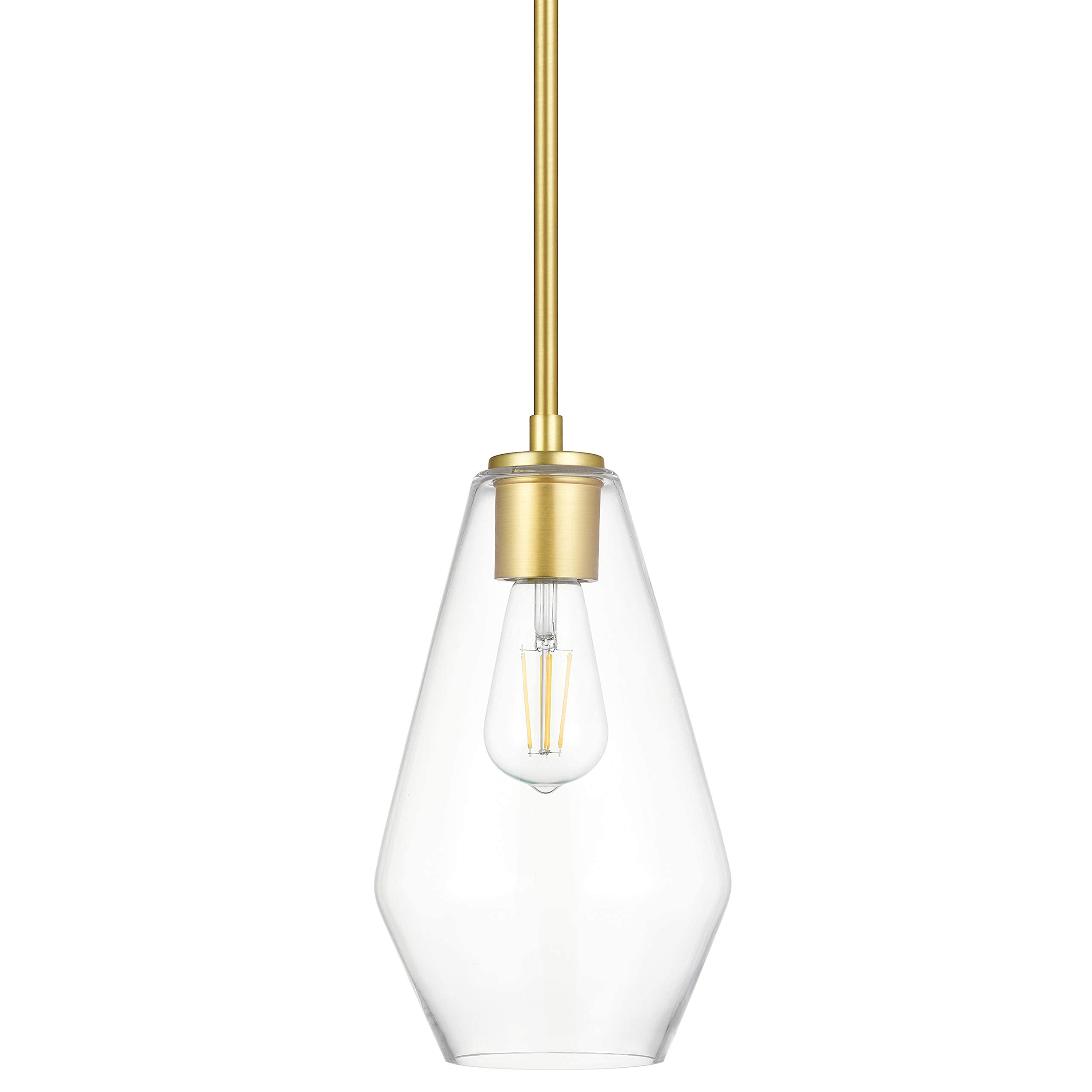 Linea di Liara Pendant Light, Modern Glass Farmhouse Design, Satin Brass, Giada Size, Model LL-P644-3SB, UL Listed