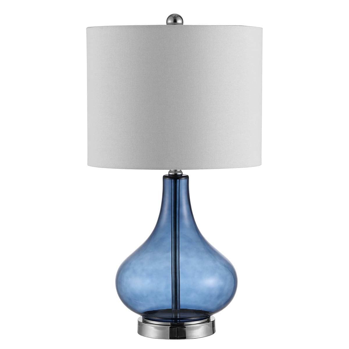Safavieh Lighting Collection Brooks Blue Glass 24-inch Bedroom Living Room Home Office Desk Nightstand Table Lamp (LED Bulb Incl
