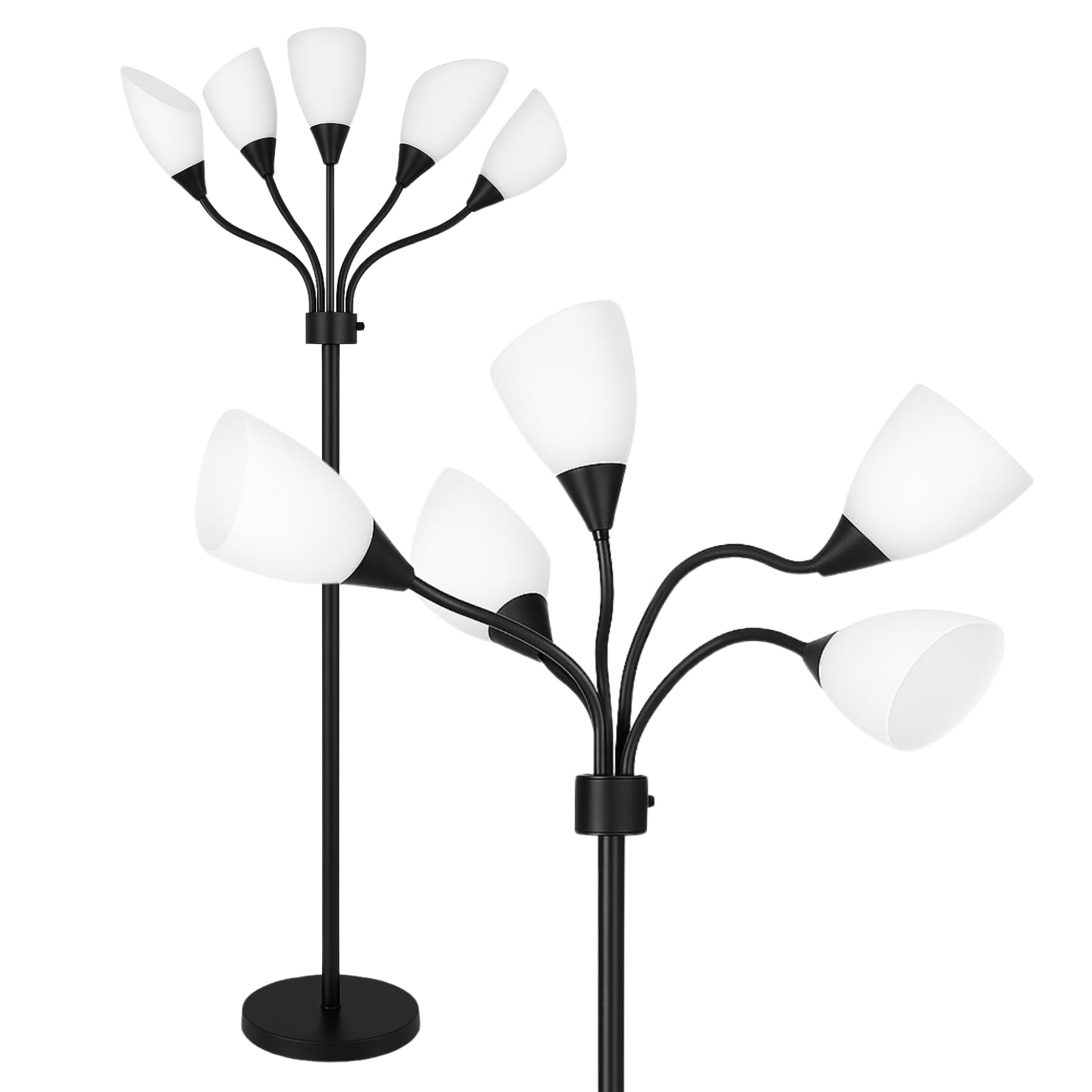 LIGHTACCENTS Multi-Head 5-Light Floor Lamp, Adjustable, Black Finish, Metal, Model 16197