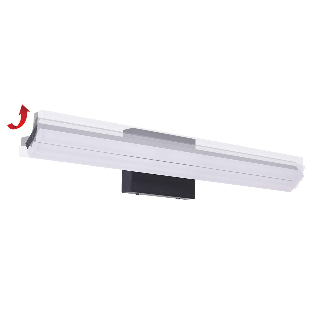 Mirrea 24In Dimmable Modern Led Vanity Light - Warm White 3000K, Black Metal Bathroom Lighting