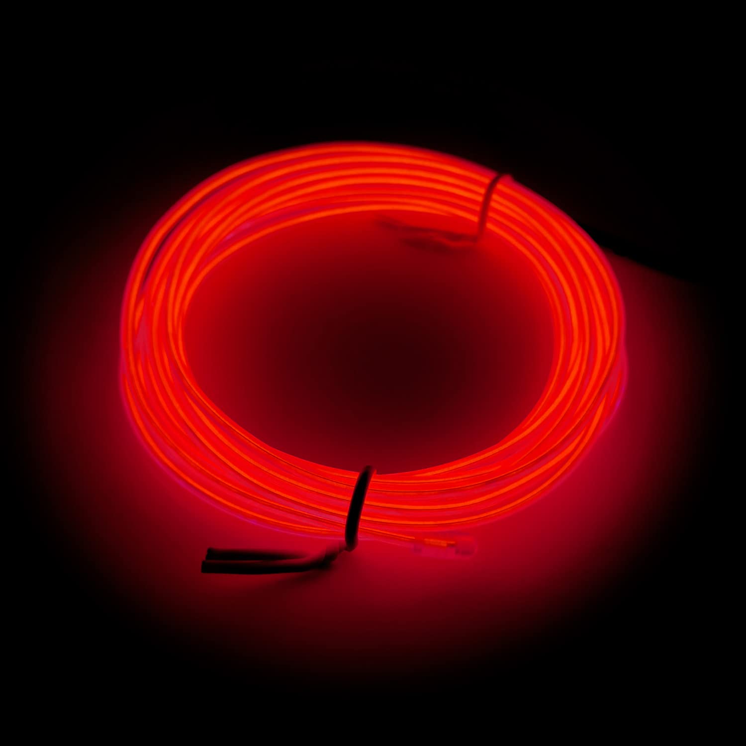 Maxlax El Wire Red, 16.4Ft/5M Portable Battery Pack Neon Lights Strip 360° Cuttable Glowing Rope Lights For Parties, Halloween, Diy Decoration