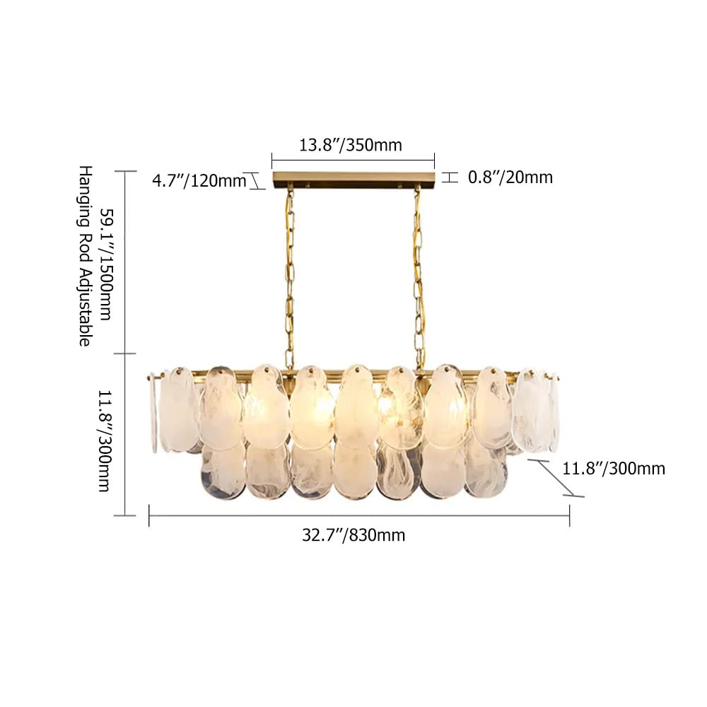 Lovedima Gold Multi-Tier Lantern Pendant Lighting,Cloud Glass Metal Kitchen Island Chandeliers Hanging Ceiling Light Fixtures