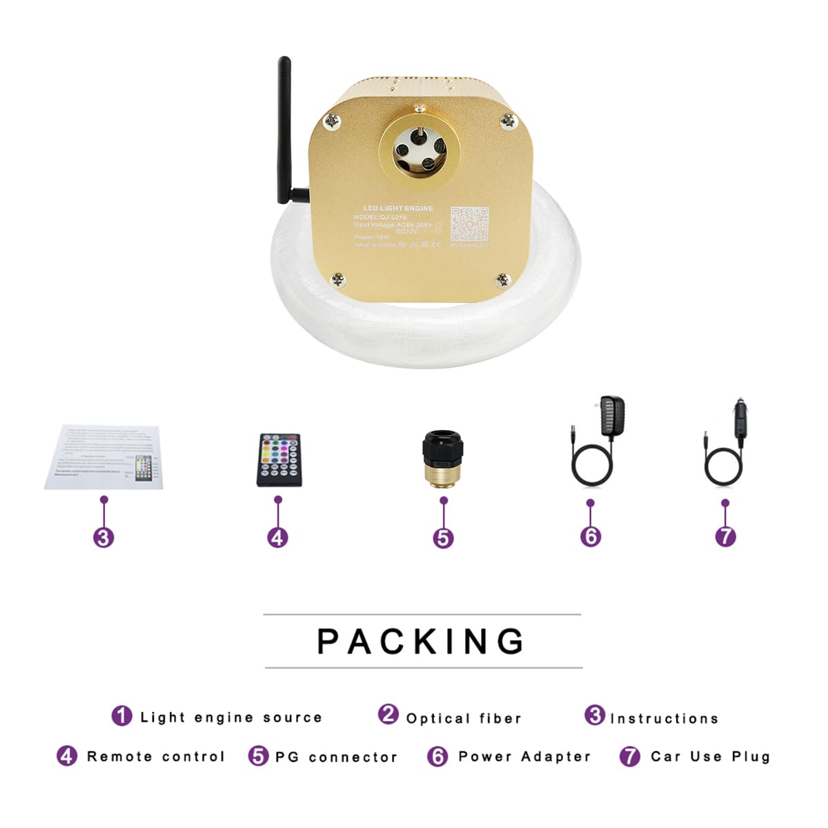 Akepo 16W Rgbw Twinkle Fiber Optic Ceiling Light Kit, 430Pcs 9.8Ft, Multicolor, Led + Remote Control, Model 769407390496