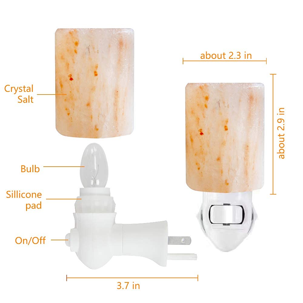 pursalt Himalayan Salt Lamp Night Light 2 Pack, Adjustable Wall Plug, Cylinder Size, Pink Rock Salt, Includes 4 Replacement Bulbs